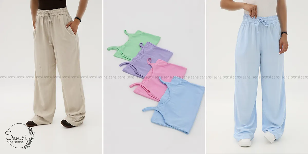 تاپ تابستانی + شلوار لنین: استایل متناسب با فرم بدن