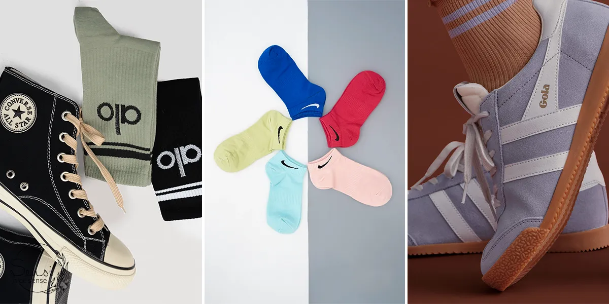 ترکیب جوراب رنگی با کفش تابستانی