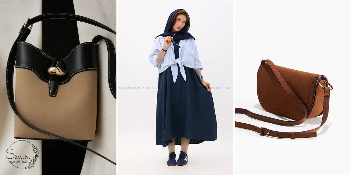 ست مسافرت با لباس نخی و کیف کراس‌بادی