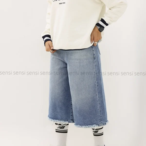 شلوارک جین واید قد 80کد1004174