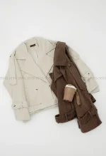 ترنچ کت فوتر راه راه کد1004340