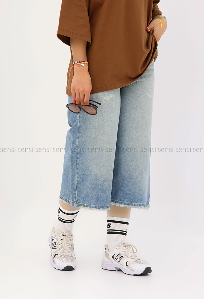 شلوارک جین واید قد 83کد1004210