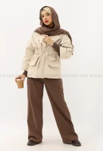 بارانی کمرکش کتان کد1004289