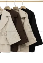 بارانی کمرکش کتان کد1004289