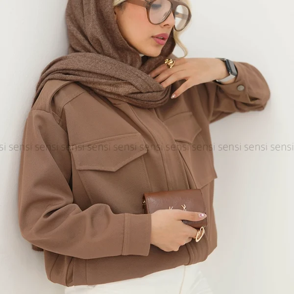 بامبر کتان کج راه جلو زیپ کد1004649