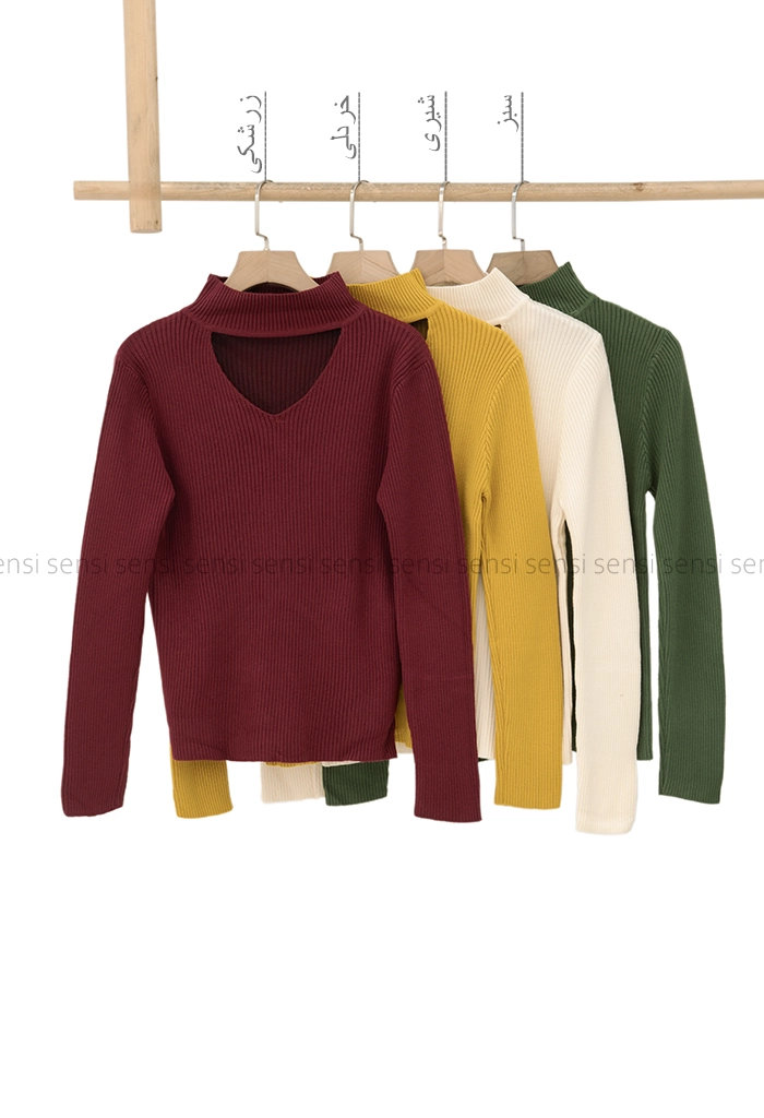 بلوز بافت یقه تور کد1004714