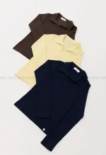 بلوز کبریتی یقه دار کد1004523