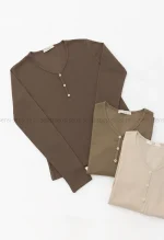 بلوز یقه هفت آستین بلند کد1004556