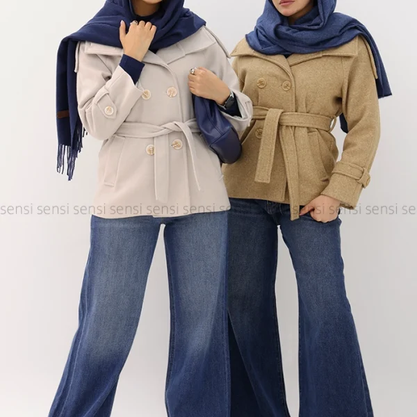 ترنچ کت یقه ایستاده فوتر@کد1004636