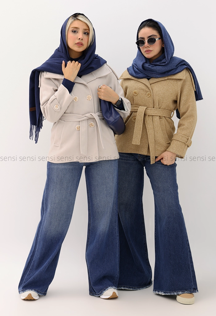 ترنچ کت یقه ایستاده فوتر@کد1004636