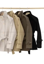 ترنچ کت یقه ایستاده فوتر@کد1004636