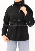 ترنچ کت یقه ایستاده فوتر@کد1004636