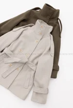 ترنچ کت یقه ایستاده فوتر@کد1004636