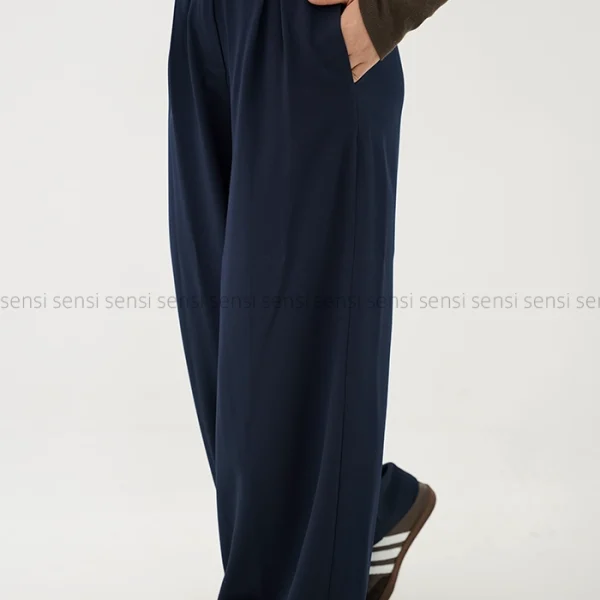 شلوار کتان کج راه سگک نما کد1004537