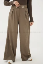 شلوار کتان کج راه سگک نما کد1004537