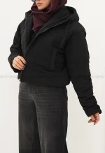 کاپشن کوتاه کتان کج راه کد1004762