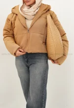 کاپشن کوتاه کتان کج راه کد1004762