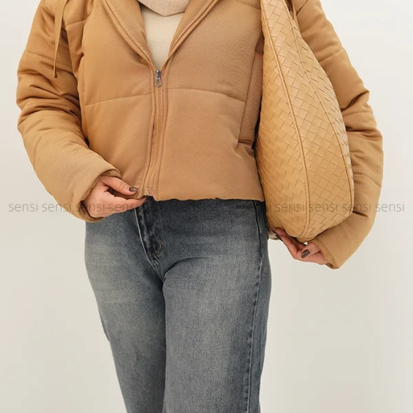 کاپشن کوتاه کتان کج راه کد1004762