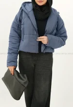 کاپشن کوتاه کتان کج راه کد1004762