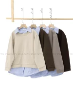 کاپشن کوتاه کتان کج راه کد1004770