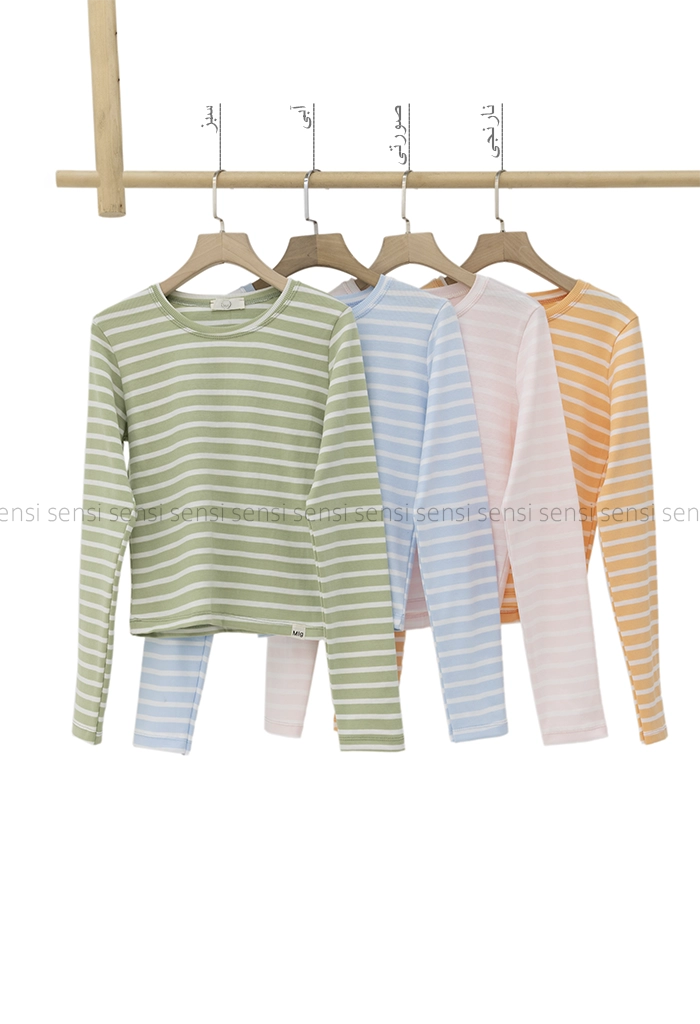 کراپ راه راه یقه گرد کد1004575