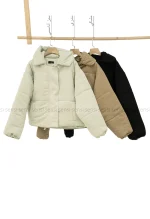 کاپشن کوتاه کتان کج راه کد1004770