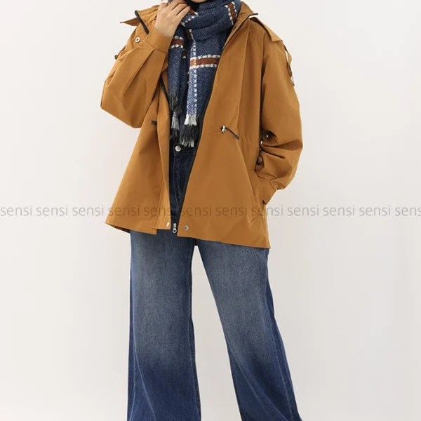 بارانی کتان tc کلاه دار کد1004944