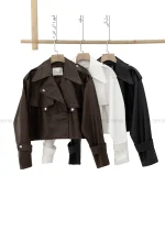 بایکر کوتاه چرم آستر دارکد1004319