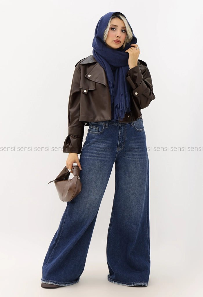 بایکر کوتاه چرم آستر دارکد1004319