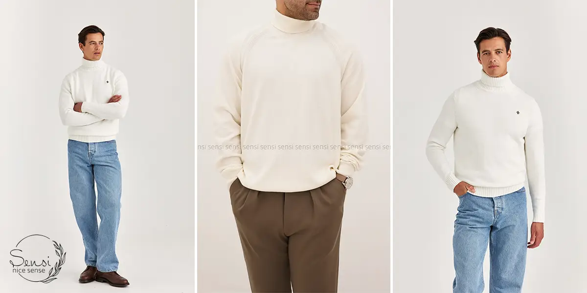 بلوز یقه اسکی مردانه؛ استایل گرم و شیک برای روزهای سرد