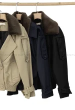 ترنچ کت سانتانا یقه پوست کد1004660