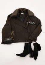 ترنچ کت سانتانا یقه پوست کد1004660