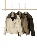 ترنچ کت سانتانا یقه پوست کد1004660