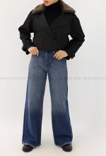 ترنچ کت سانتانا یقه پوست کد1004660