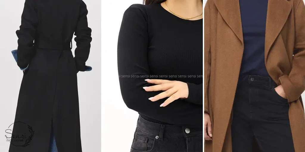 ترکیب کراپ تاپ و مانتو بلند؛ استایل مدرن و زمستانه