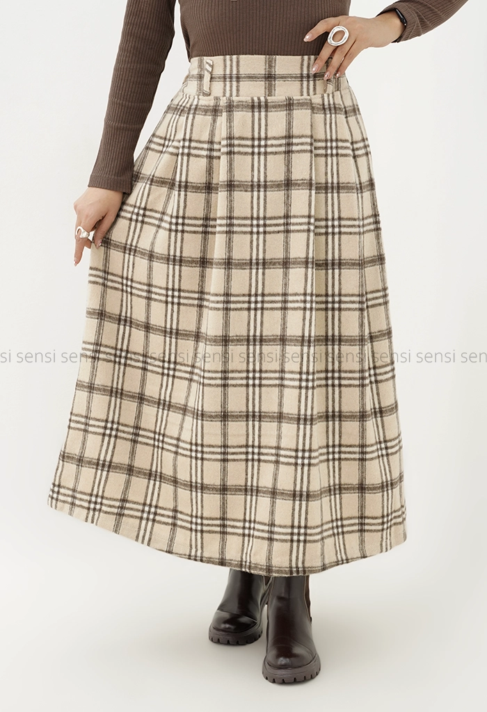 دامن فوتر چهار خونه جلو پیله کد1004839