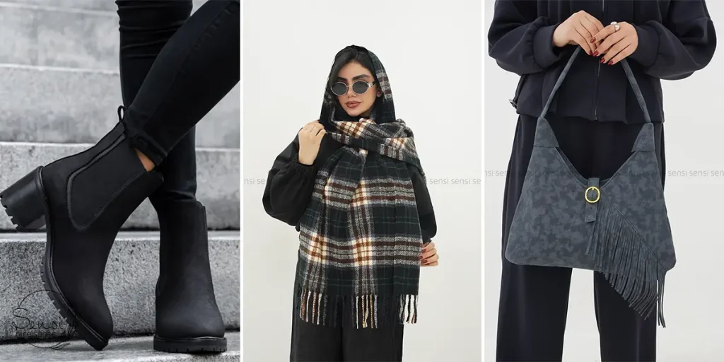 ست کردن شال، کیف و بوت برای استایل پاییزی