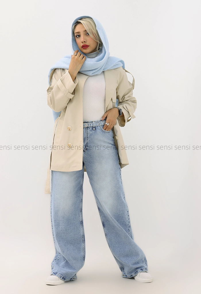 شلوارجین وایدبلت کمربند دارکد1004723