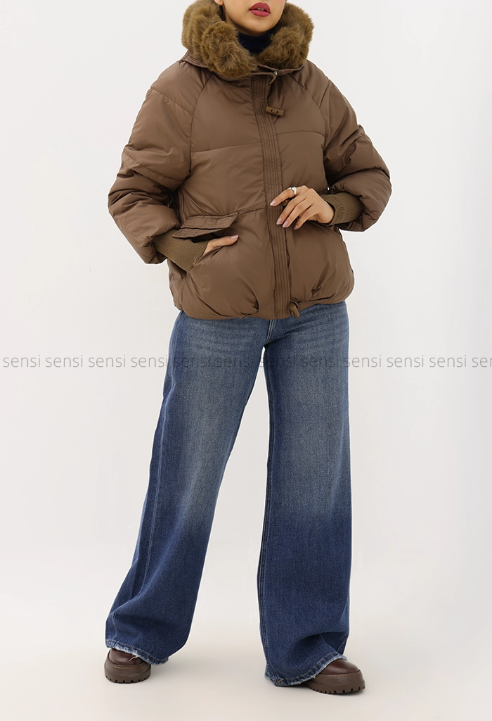 کاپشن وارداتی آستر دار یقه پوست کد1004850