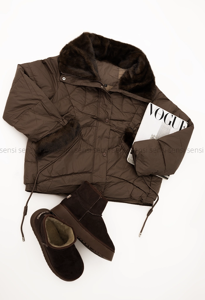 کاپشن وارداتی یقه پوست پشم شیشه کد1004846