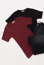 بلوز آستین کوتاه کبریتی کد1005016