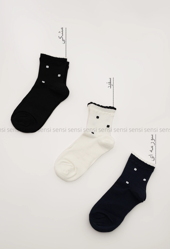 جوراب خالدار نیم ساق پنبه کد1004989