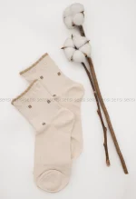 جوراب خالدار نیم ساق پنبه کد1004989