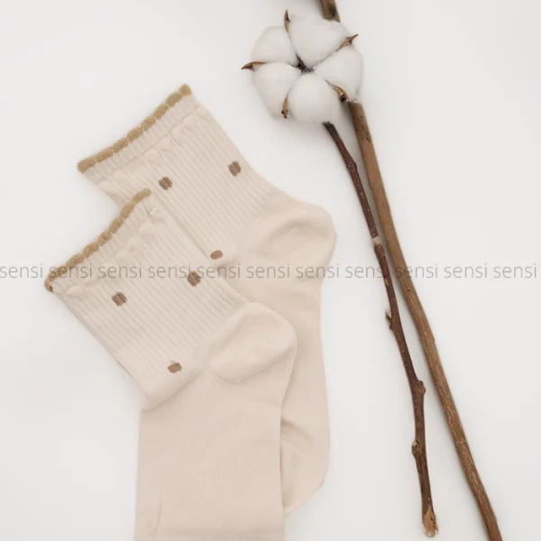 جوراب خالدار نیم ساق پنبه کد1004989