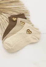 جوراب گلدوزی قلب مچی پنبه کد1004985