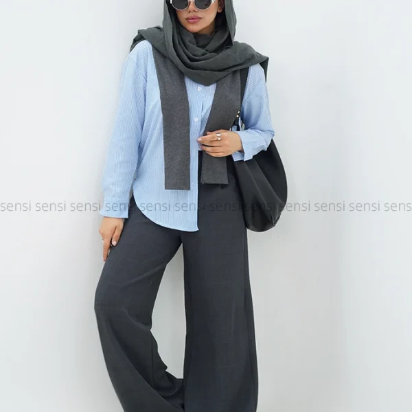 شومیز راه راه ابی کد1004481